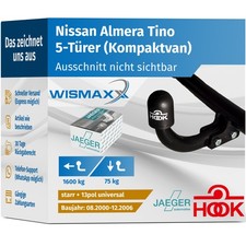 Anhängerkupplung Hook für Nissan Almera Tino V10 00-06 ABE starr Esatz 13pol AHK