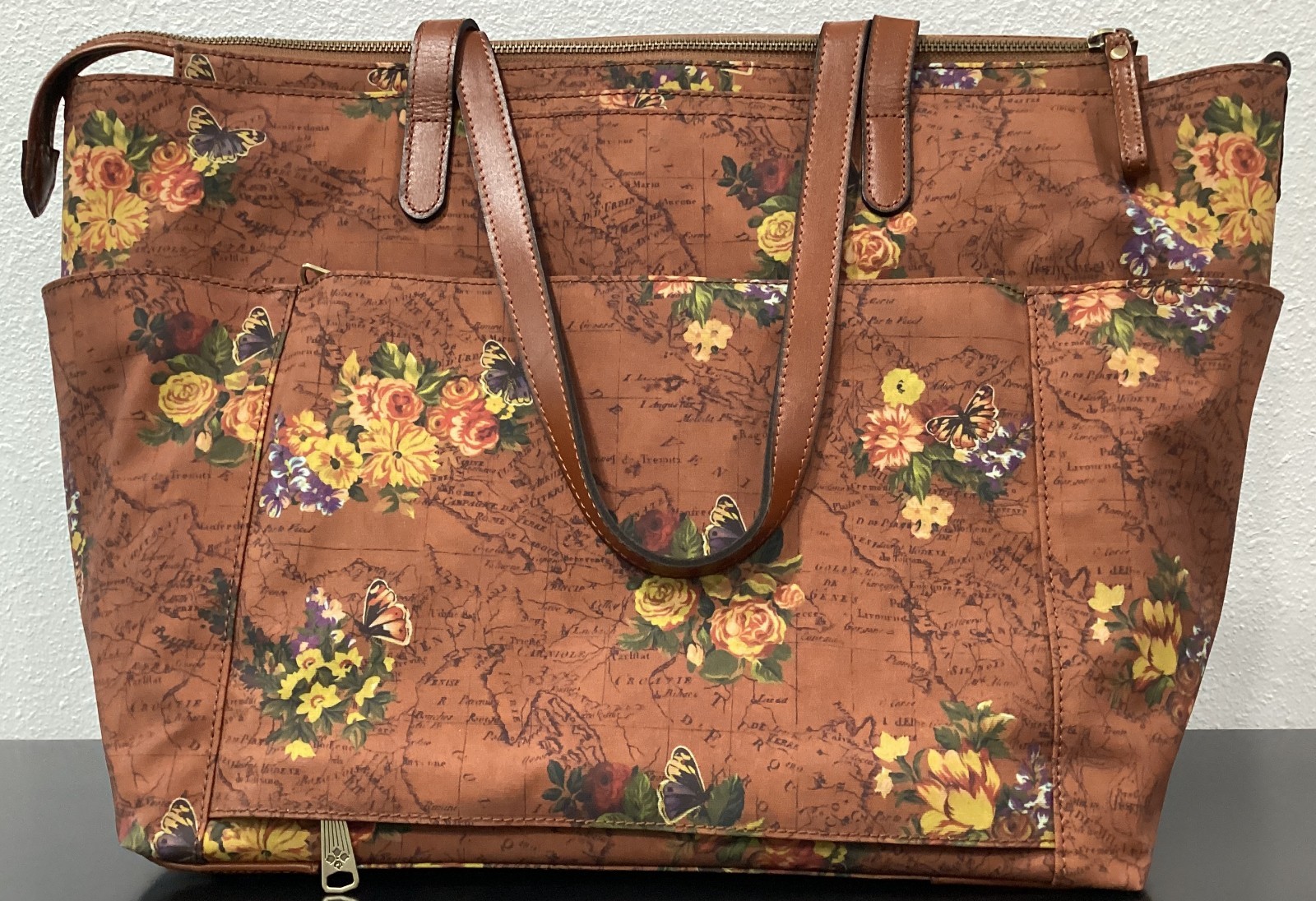 Patricia Nash Sorlana English Garden Travel Tote Canvas Leather 19"x13"x7" P2