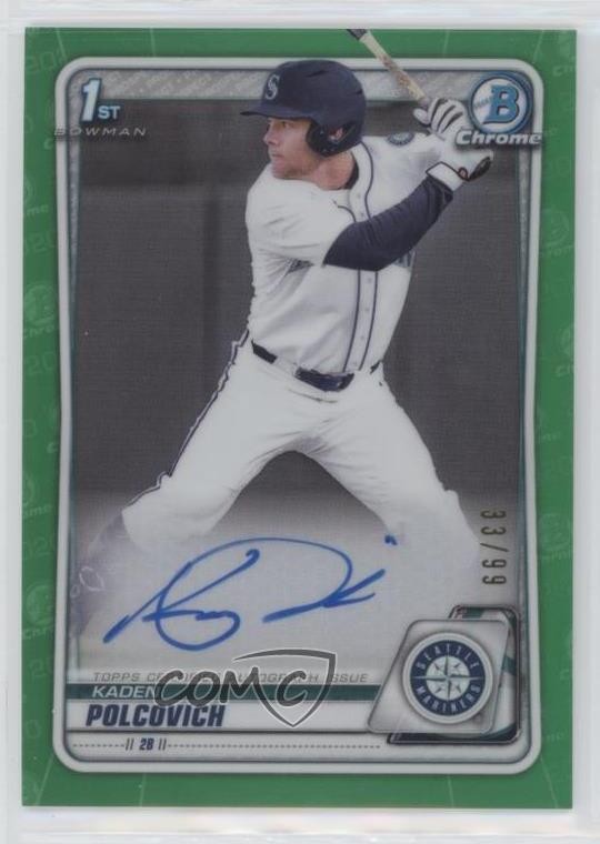 2020 Bowman Draft Chrome Picks Green Refractor 33/99 Kaden Polcovich Auto 0t97