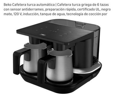 Beko Automatic Turkish Coffee Maker 6 Cups Matte Black Induction UL Water Tank