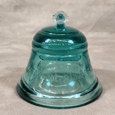 Telephone Pioneers 1978 Commemorative Aqua Bell Glass Paperweight CB Marked
