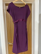 Picchu Maternity Grape Purple Dress. Stretchy With Ribbon Tie. Size 14-16