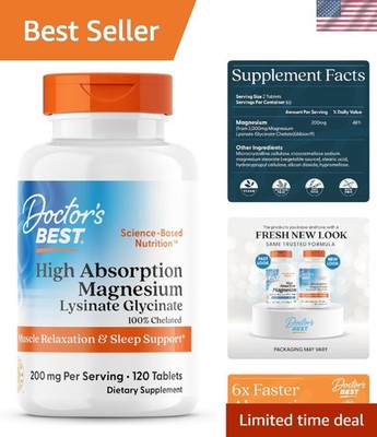 Doctor s Best High Absorption Magnesium Glycinate   120 Tablets for Better Sleep