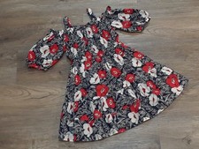 EUC Janie and Jack girl 6 merchant marine floral cold shoulder puff sleeve dress