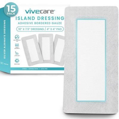 Adhesive Border Gauze 4''x8'' (15pcs) - Bordered Non-Stick Island Dressing - Ab...
