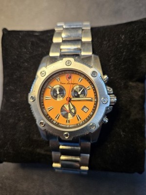 Tonino Lamborghini Collectors Watch Silv Bezel, Orange Face, Silver/Stainless