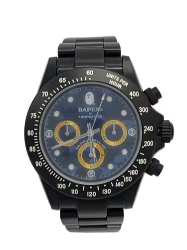 A BATHING APE Automatic Watch Analog Black Used Japan Genuine