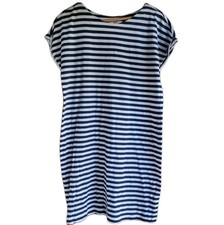Next Navy White Stripe Cotton T-Shirt Dress 12 | Nautical Coastal Chic Breton