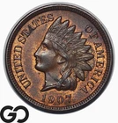 1907 Indian Head Cent Penny, Better Date, Choice Unc+