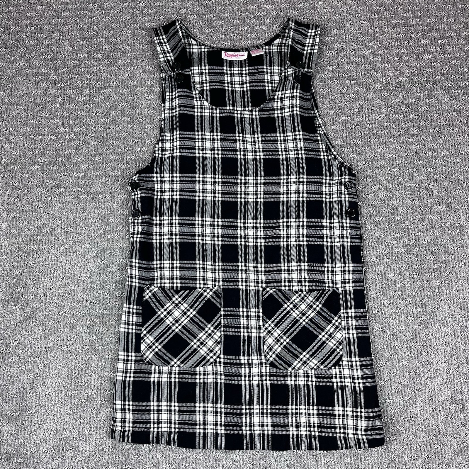 Vintage PennyLane Dress Women Medium Y2K 90s Plaid Shift Jumper Schoolgirl Retro