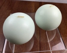 PartyLite 2 Honeydew Ball Candles 3” Q3653 USA New Damaged Box See Descrip NOS