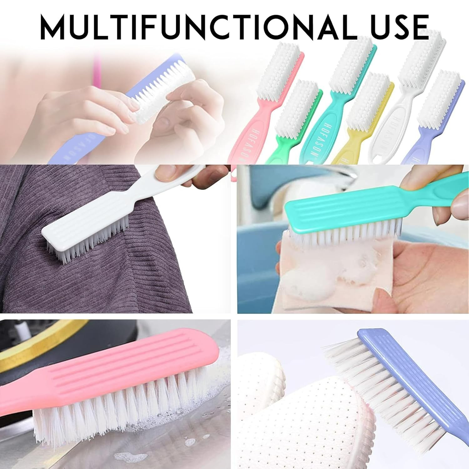 6 Pack Nail Brush for Cleaning Fingernails, Nail Brush Handle Grip Brush