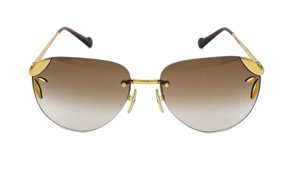 【美品】LOUIS VUITTON(ルイ・ヴィトン)Z0076W サングラス Louis Vuitton Z0761U Sunglasses Lila Brown Gold Rimless w