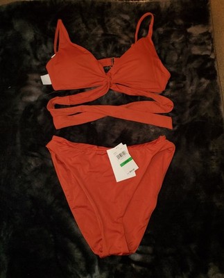Medium Becca Wrap Top & High Waist Bottoms Bikini Set in Clay Orange $190