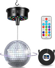 Disco Ball with Motor and 6 Inch Mirror Ball, Rotating 0/3/6/9/12/15 RPM Variabl