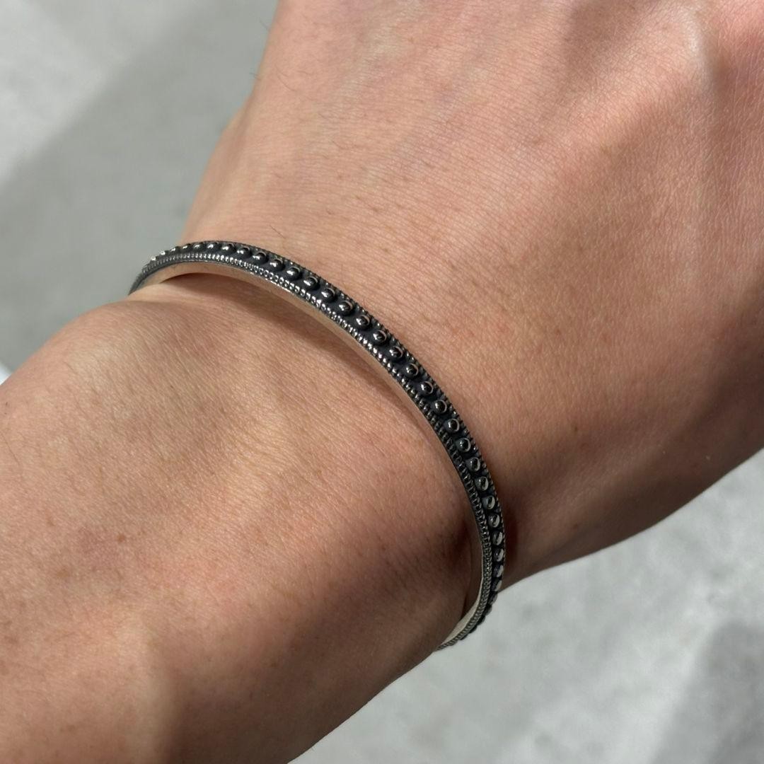 Silver Grain Bangle Bracelet, Simple, Delicate, V… - image 2