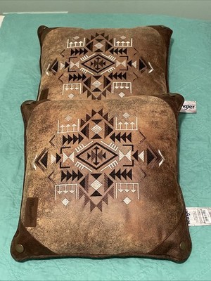 2 NWT Carstens Inc Wrangler 4 Corners Embroidered Southwestern Throw Pillows 16 