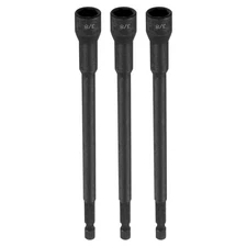 3pcs Nut Driver Drill Bit 3/8" Socket 1/4" Hex Shank Magnetic Impact Setter