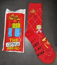 2025 McDONALD'S Grinch Socks Christmas Adult Happy Meal Red Socks