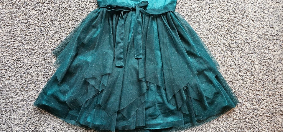 Jona Michelle 女孩绿色亮片薄纱派对礼服美国 10 码 — 第 4/4 张图片