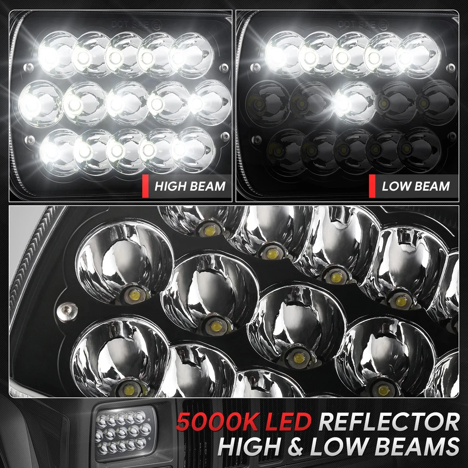 一对全 LED 5x7 7x6 H6054 密封光束前灯适用于雪佛兰 Astro Blazer — 第 3/4 张图片