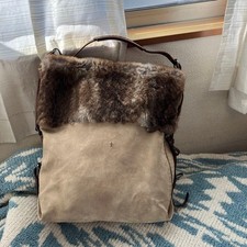 HENRY BEGUELIN Borsa a tracolla in pelliccia di coniglio borsetta beige pelle verticale donna