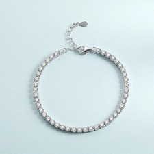 2/3mm Full Round Moissanite Tennis Bracelet 925 Sterling Silver Women Chain GRA