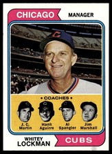 1974 Topps Card Baseball Whitey Lockman and Coaches Chicago Cubs #354 NM
