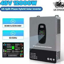 12kW 48V Hybrid Solar Inverter AC 120V/240V Split-Phase 2 MPPT 200A Parallel US