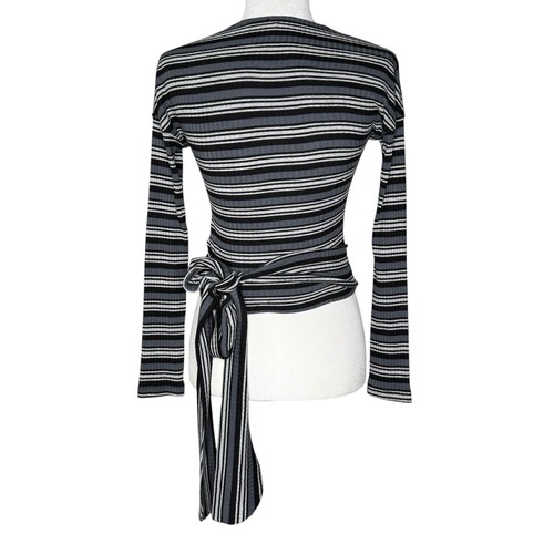 Free People Small Always With Me Striped Faux Wrap Long Sleeve Tee - Picture 7 of 10