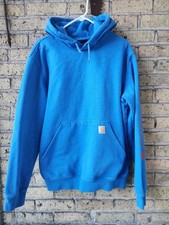 Carhartt Blue Loose Fit Graphic Sleeve Logo Hoodie Men's Size L Large Workwear