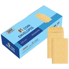  1 Coin Envelopes 600 Pcs - 2.25 3.5 Inches   Thick  Heavy-Duty Gummed Flapp...