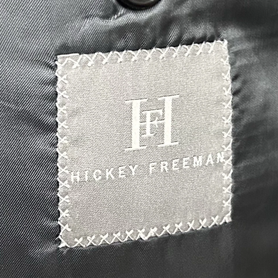Abrigo deportivo Hickey Freeman 40L mezcla de lana seda gris tres botones doble ventilación Foto 3 de 4