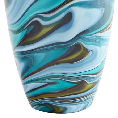 Chalcedony Large 19 3/4" High Multi-Color Blue Glass Vase - Picture 3 of 3