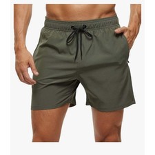Men's Swim Trunks Quick Dry Beach Shorts with Zipper Pockets Mesh Lining Size 30