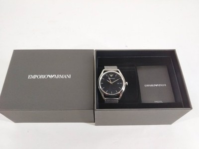 Emporio Armani AR-80055 Men's Watch Silver Black Quartz 42mm Used