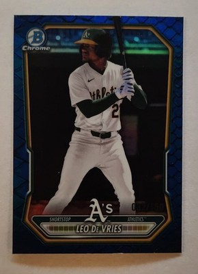 2026 Bowman Chrome #BCP63 LEO De VRIES Blue Reptilian Refractor #/150 A's