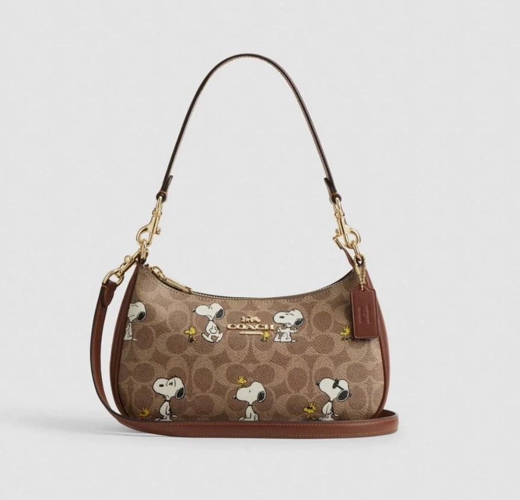 Coach x Peanuts Snoopy Print Signature Canvas Teri Shoulder Bag CBJ88