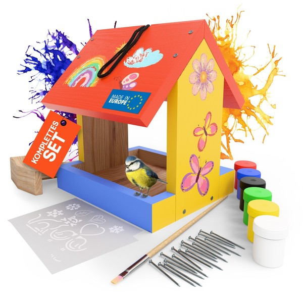 Eli Futterhaus Bausatz FüR Kinder Zum Bemalen Inkl Hammer Farbe Und Schablonen-image