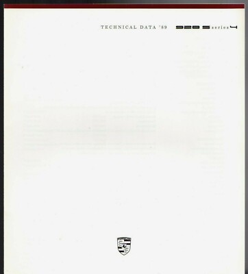 Porsche 928 S4 Technical Specifications 1988-89 UK Market Foldout Brochure