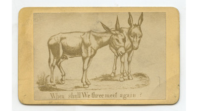 DONKEY/MULES DRAWING/CARTOON/ARTWORK, ANTIQUE CDV