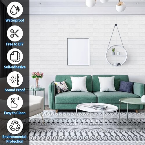 10 Pcs 3D Wall Sticker Tile Brick Panels Foam Stone Self-adhesive Wallpaper Peel - Picture 12 of 48
