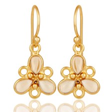 Citrine 18K Gold Plated 925 Sterling Silver Flower Design Earrings Jewelry