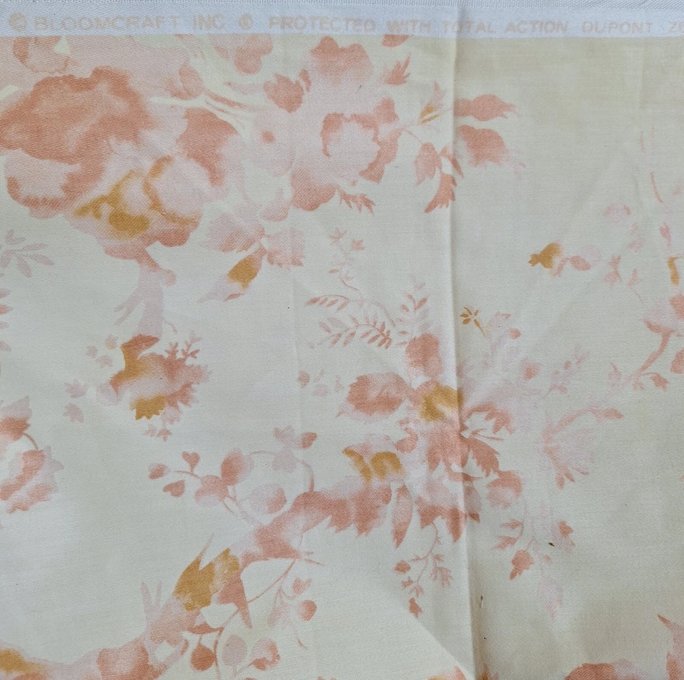 De Colección Cottagecore Bloomcraft Decoración Floral Tela de Algodón en Crema de Albaricoque 1.3YDSx56 Foto 4 de 4