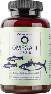 ORBISANA Omega 3 Fischöl Kapseln, 1000mg, 120 Stück, Hochdosiert, 4 Monate, NEU