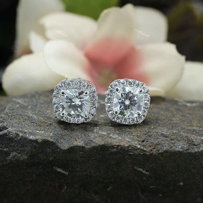 Cushion cut moissanite earrings deals