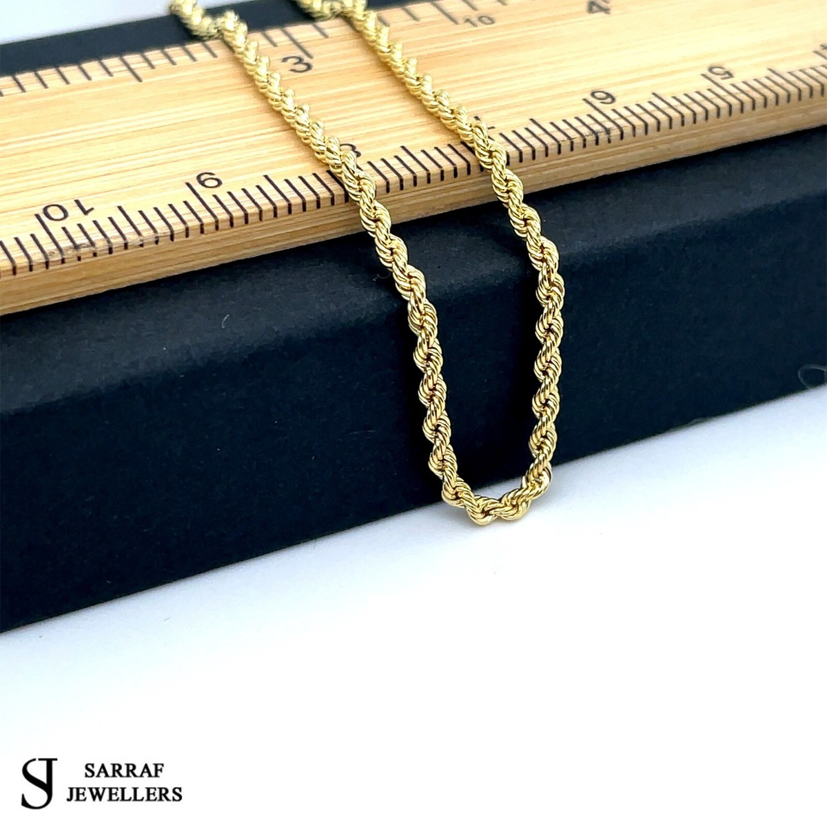 9ct 2mm Genuine Yellow Gold Twisted Rope Chain Necklace Men&Women 
