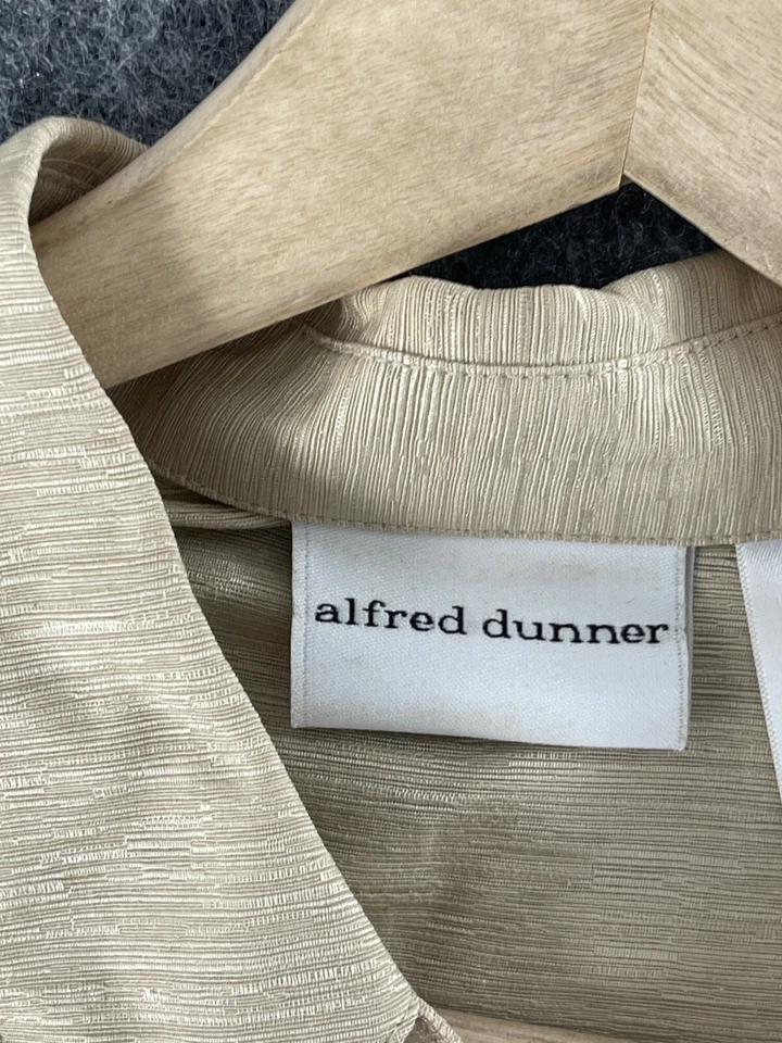 Camisa Alfred Dunner Mujer 14 Beige Floral Seda Cuentas Bordada N296 Foto 4 de 4