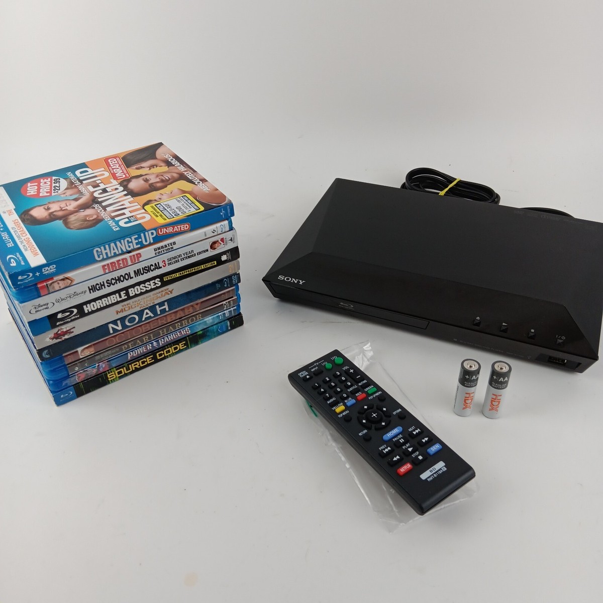 Sony BDP-S1100 Blu-ray Player, New Remote, 10 Blu-ray Movies