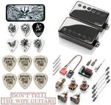 EMG JH SET JAMES HETFIELD BLACK CHROME STANDARD SPACED SHORT POTS +30 PICKS 1TIN